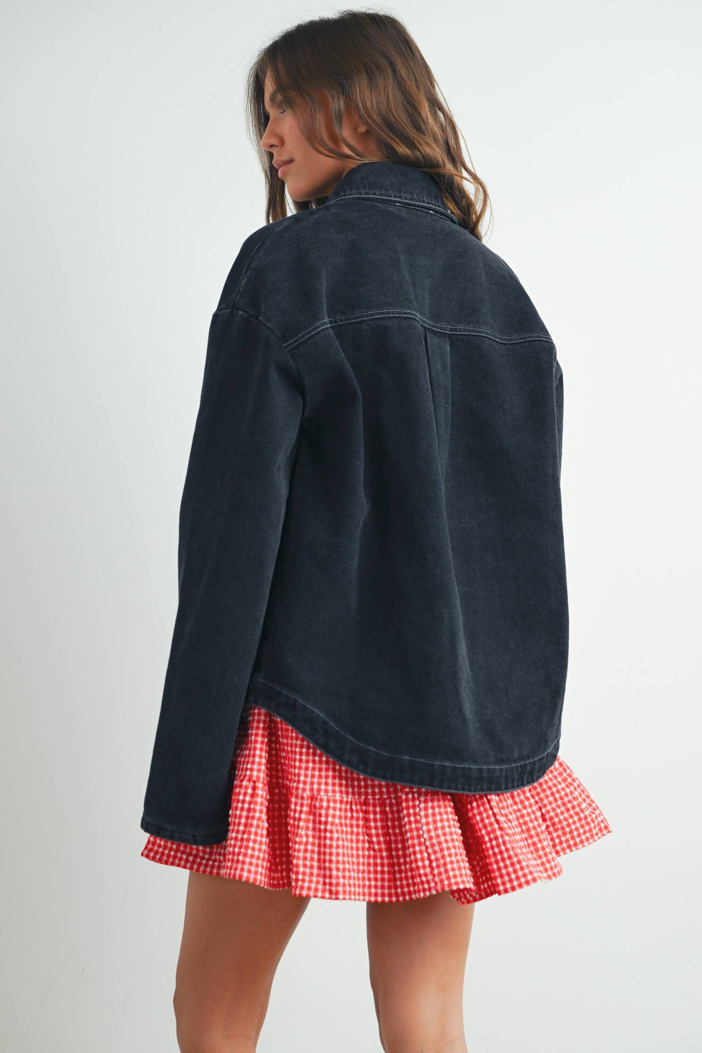 High Rise Checkered Skirt in Red