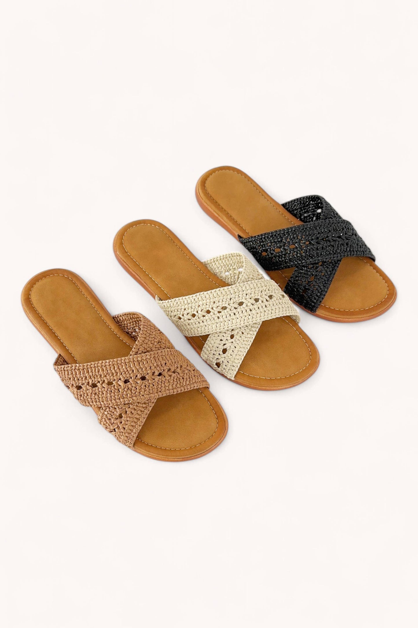 Crochet Cross Strap Sandal in Brown