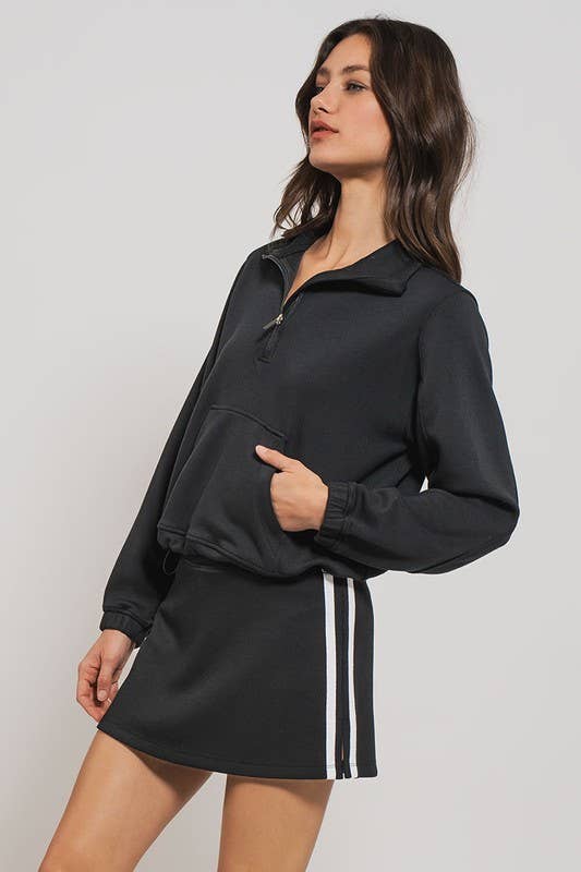 Quarter Zip Pullover in Black