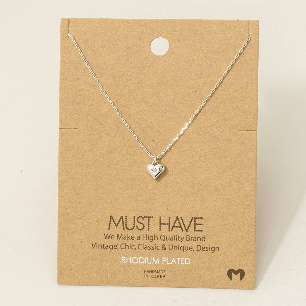 Gold Dipped Mini Heart Necklace in Silver