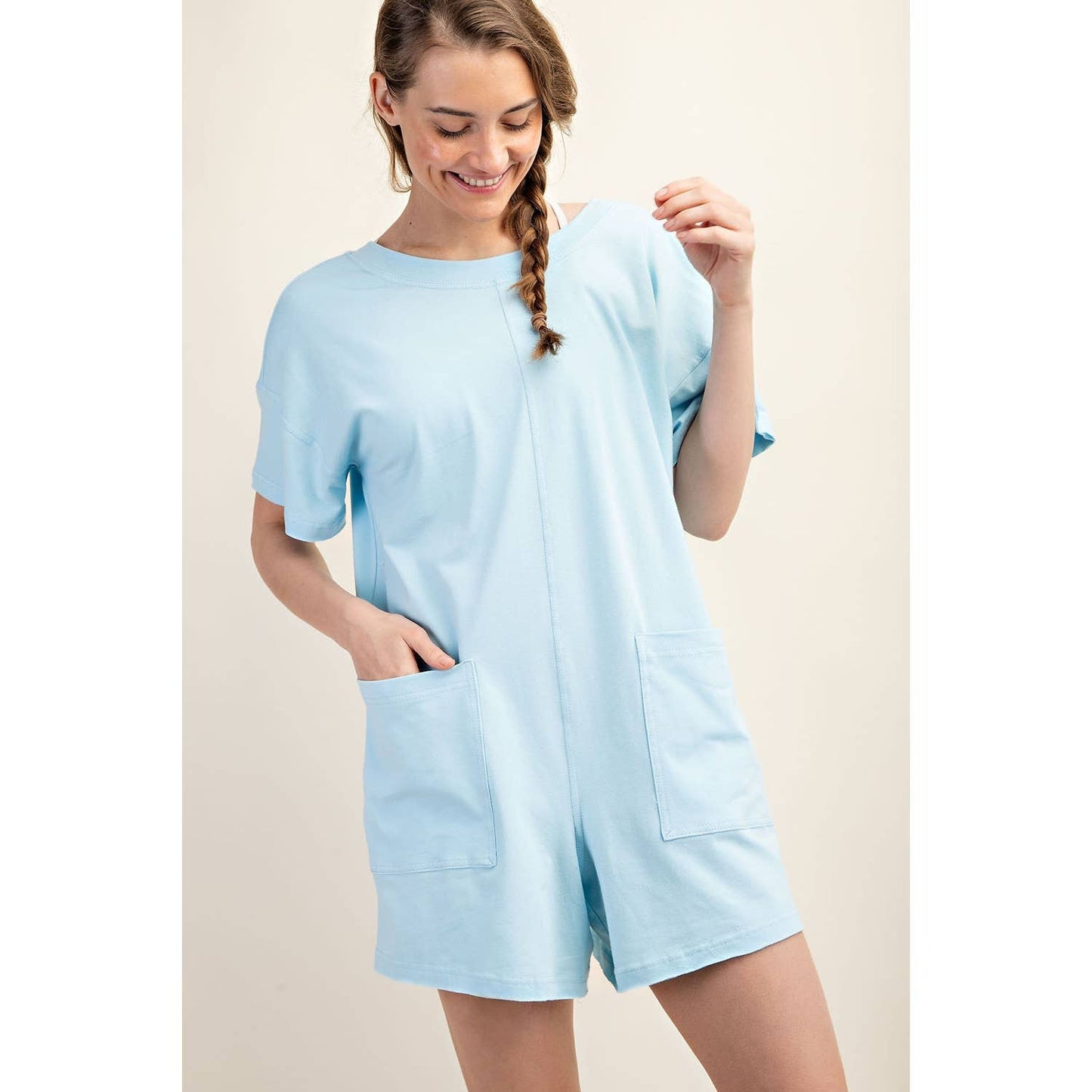 Summer Tee Romper in Ice Blue