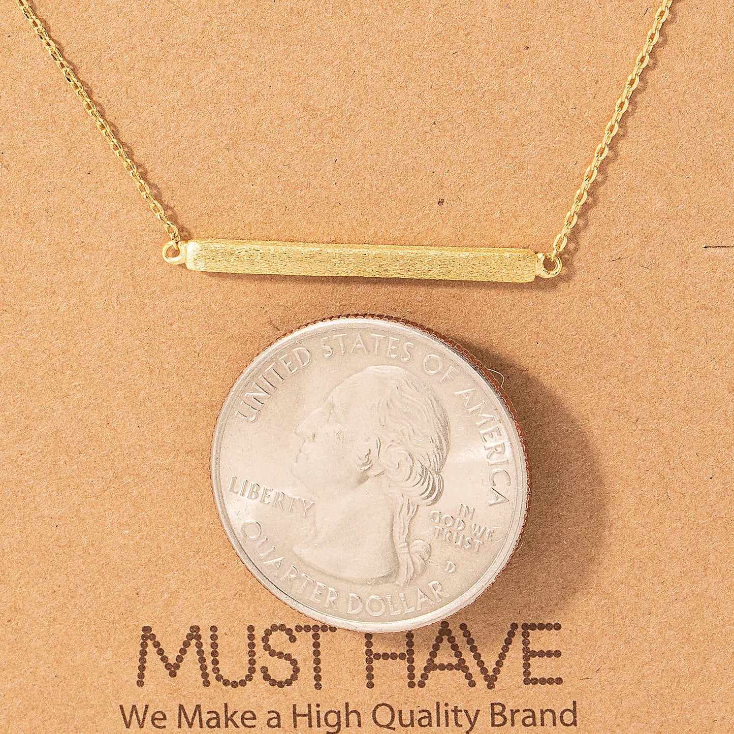 Thin Bar Pendant Necklace in Silver