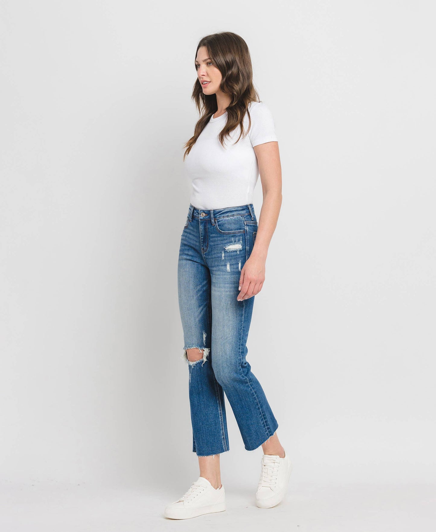 High Rise Kick Flare Denim