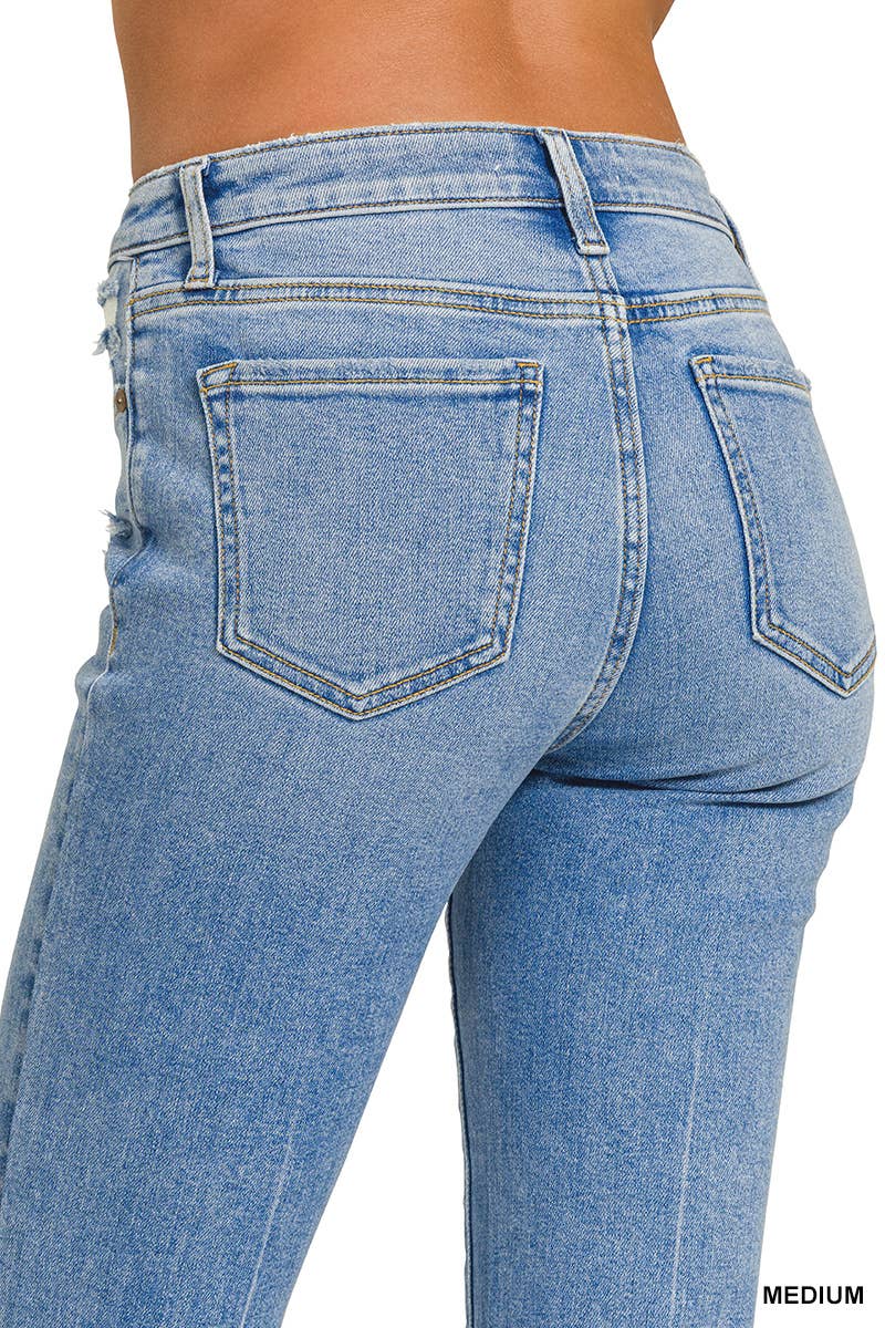 Crop Kick Flare Denim in Medium Wash