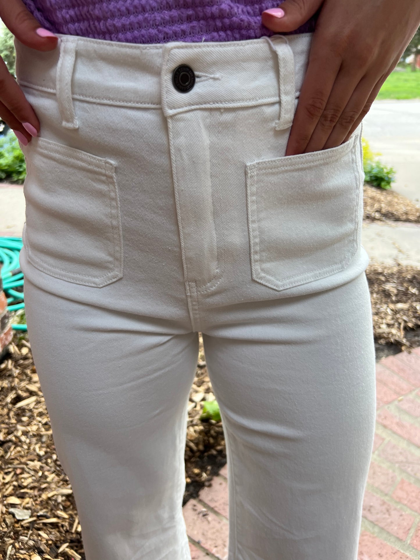 XL - Stretch Wide Leg Denim in White