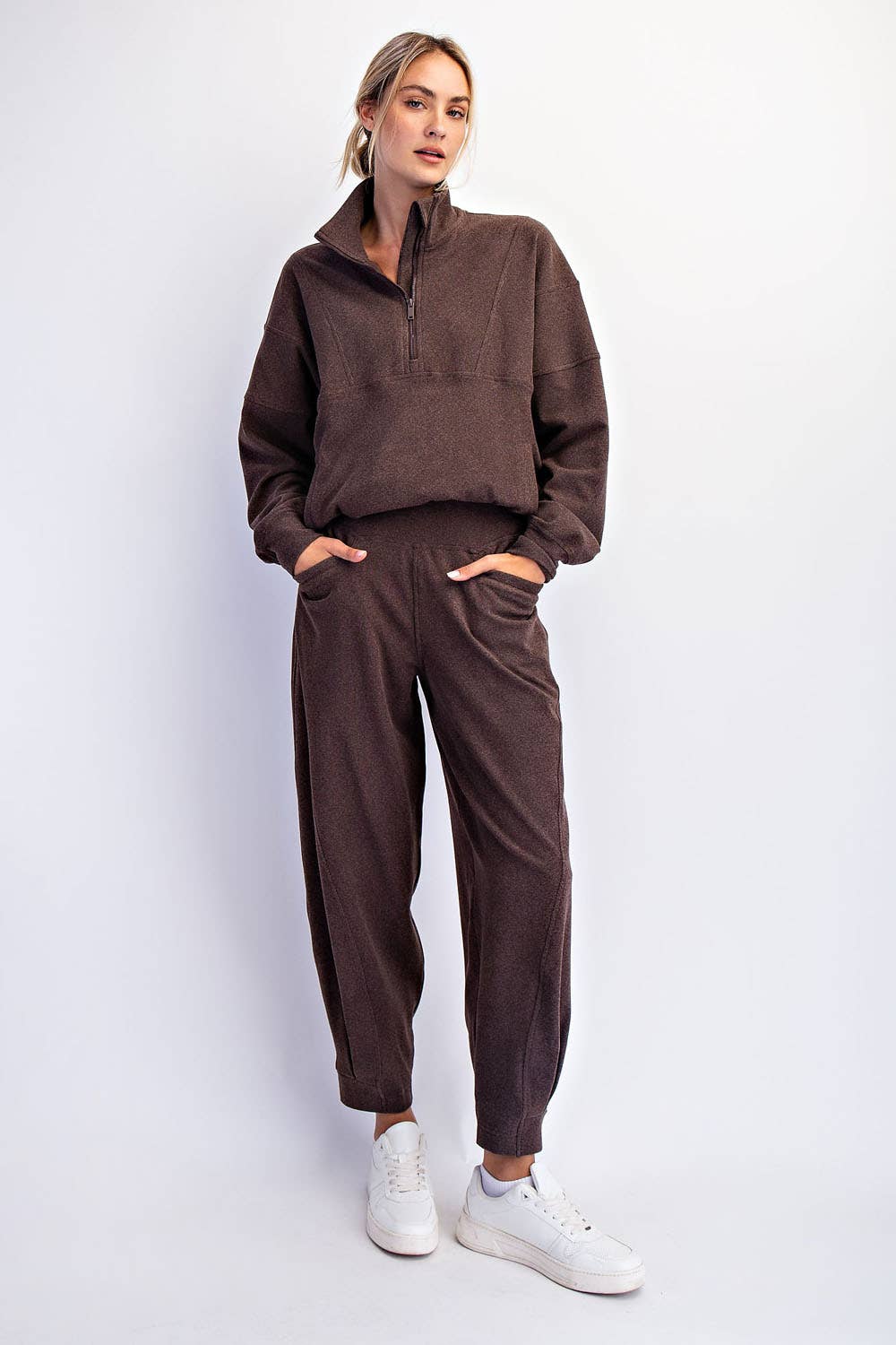Brushed Rib Cocoon Joggers in Espresso