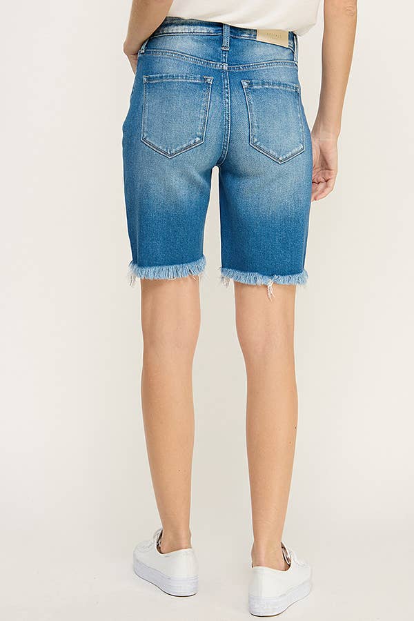 High Rise Bermuda Denim Shorts