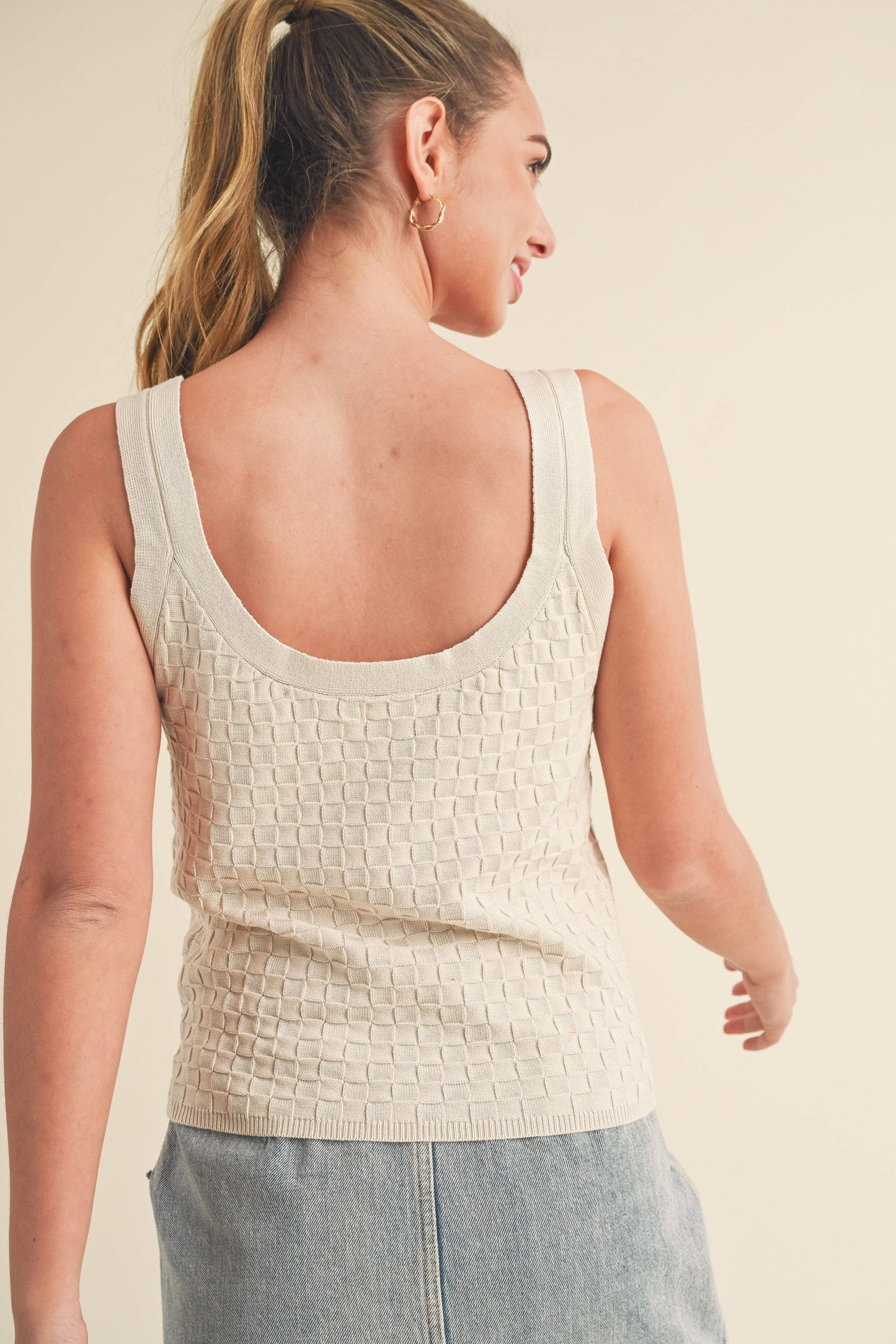 LARGE - Knit Tank in Pearl