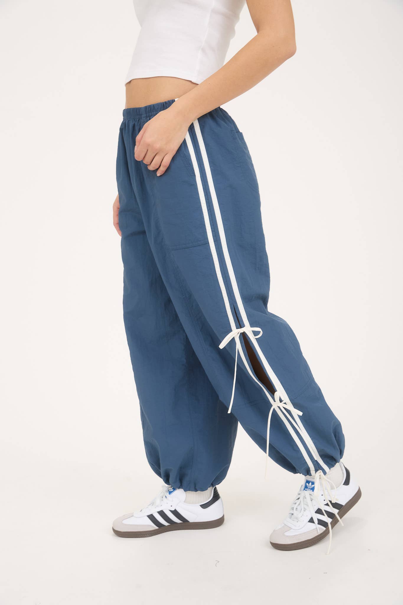 Track Joggers w/ Ties in Denim
