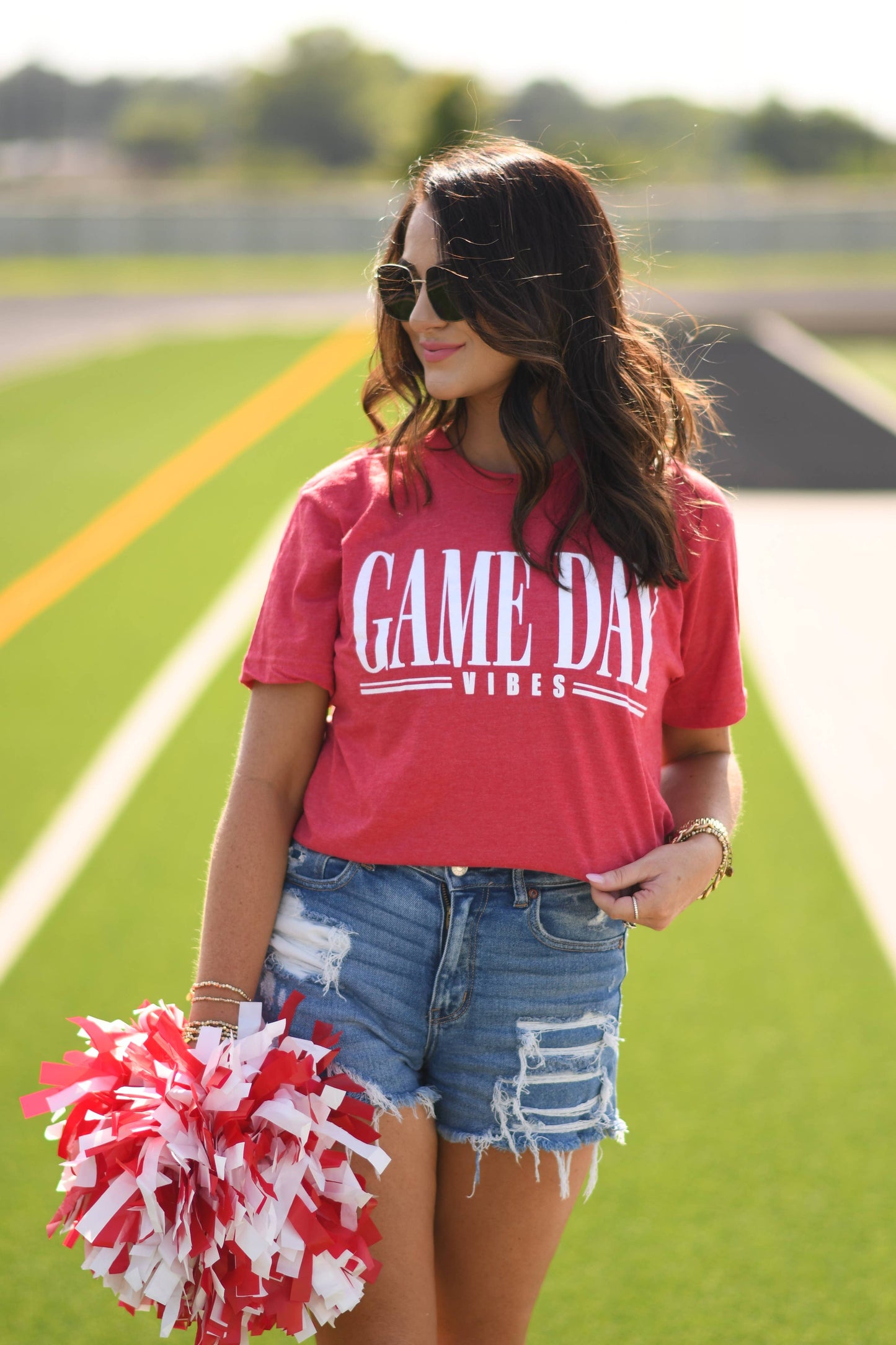 Graphic - Game Day Vibes in Heather Red Red