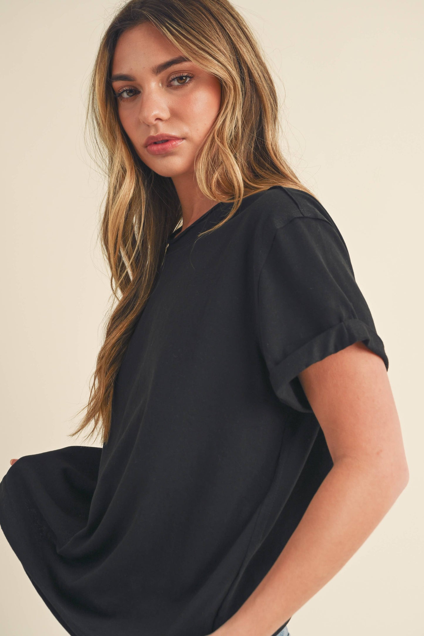 SMALL - Mali Short Sleeve Tee in Black