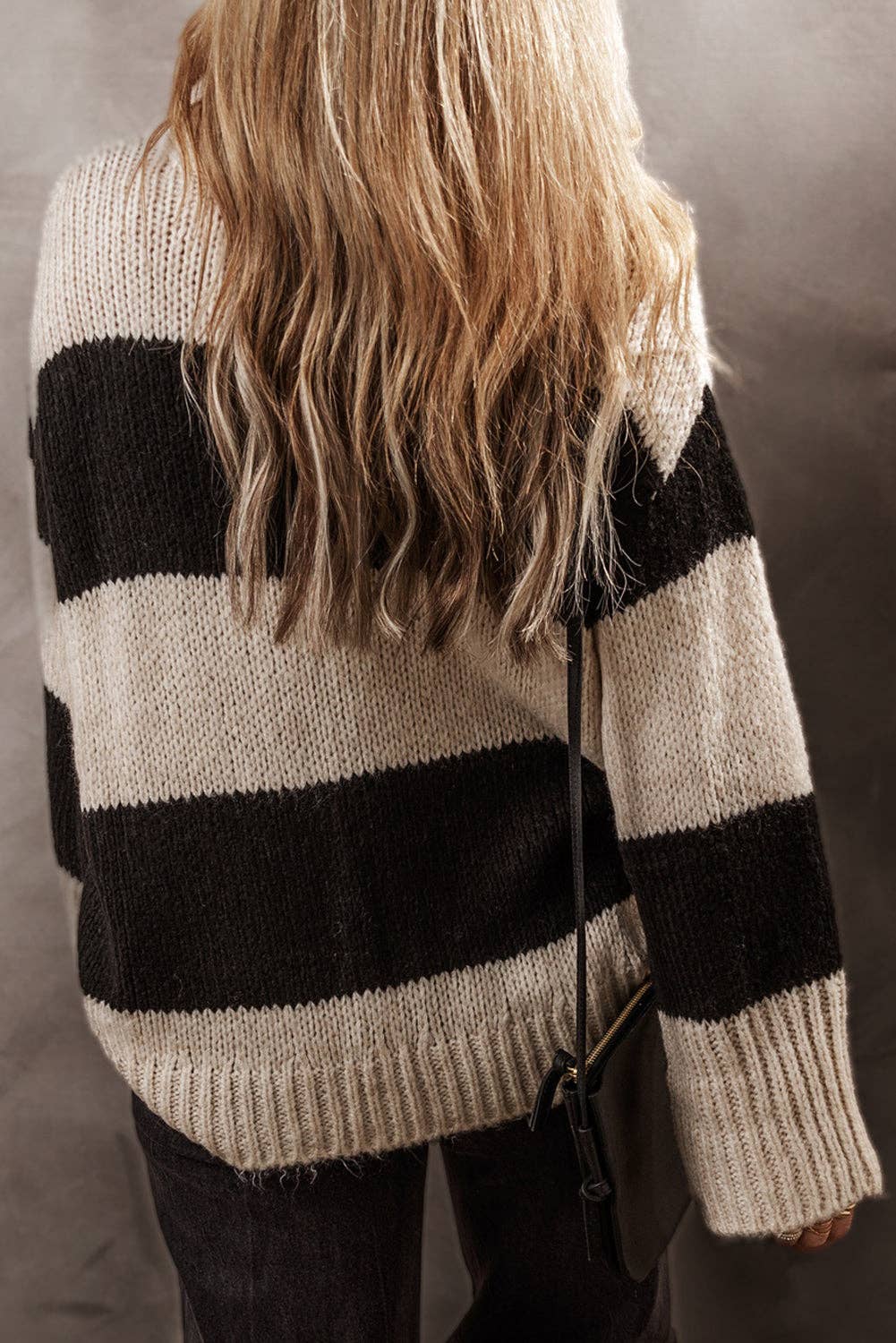Striped Loose Pullover Sweater in Jet Stream