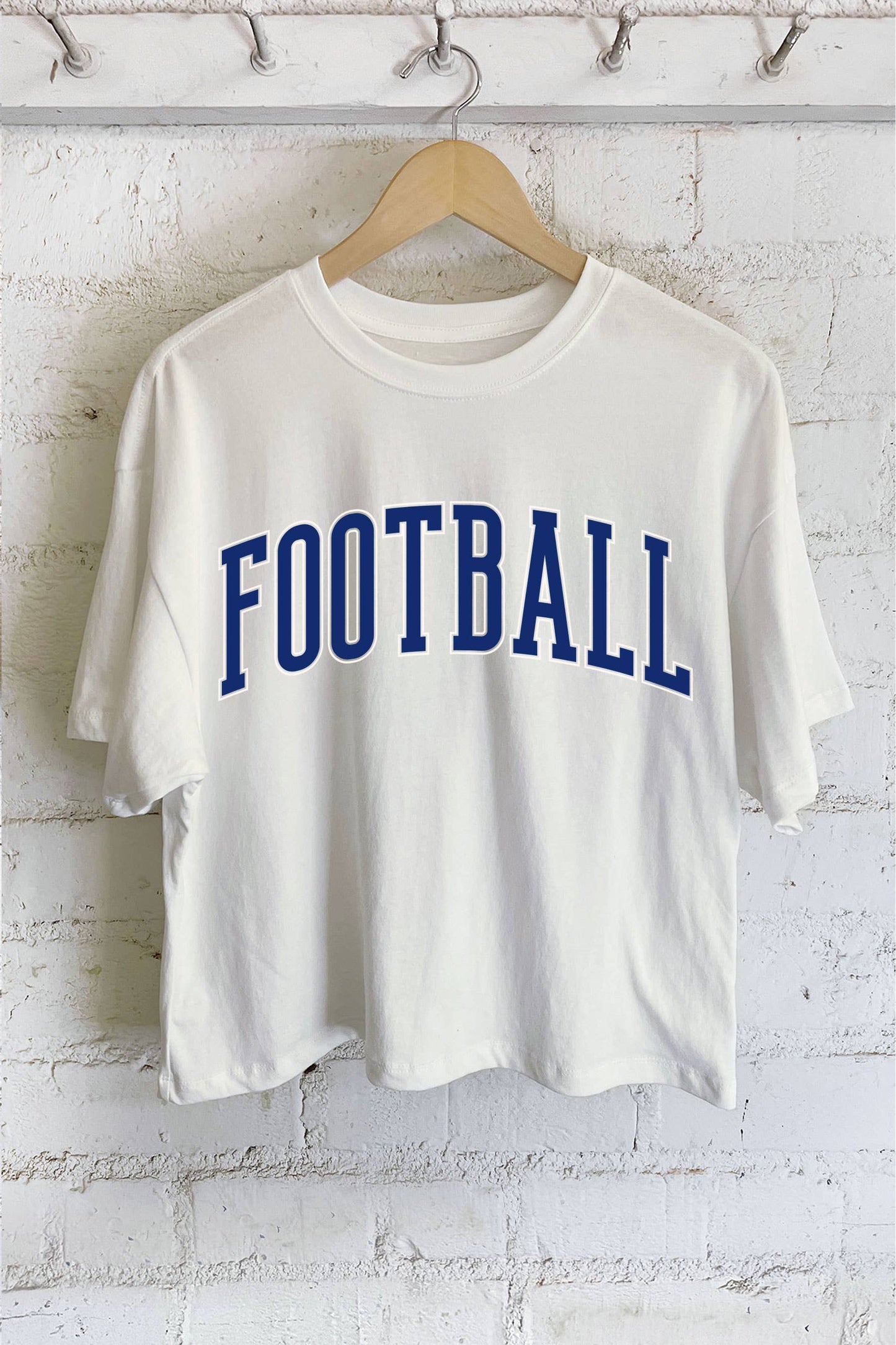 Graphic - Puff Print Football Long Crop in Natural