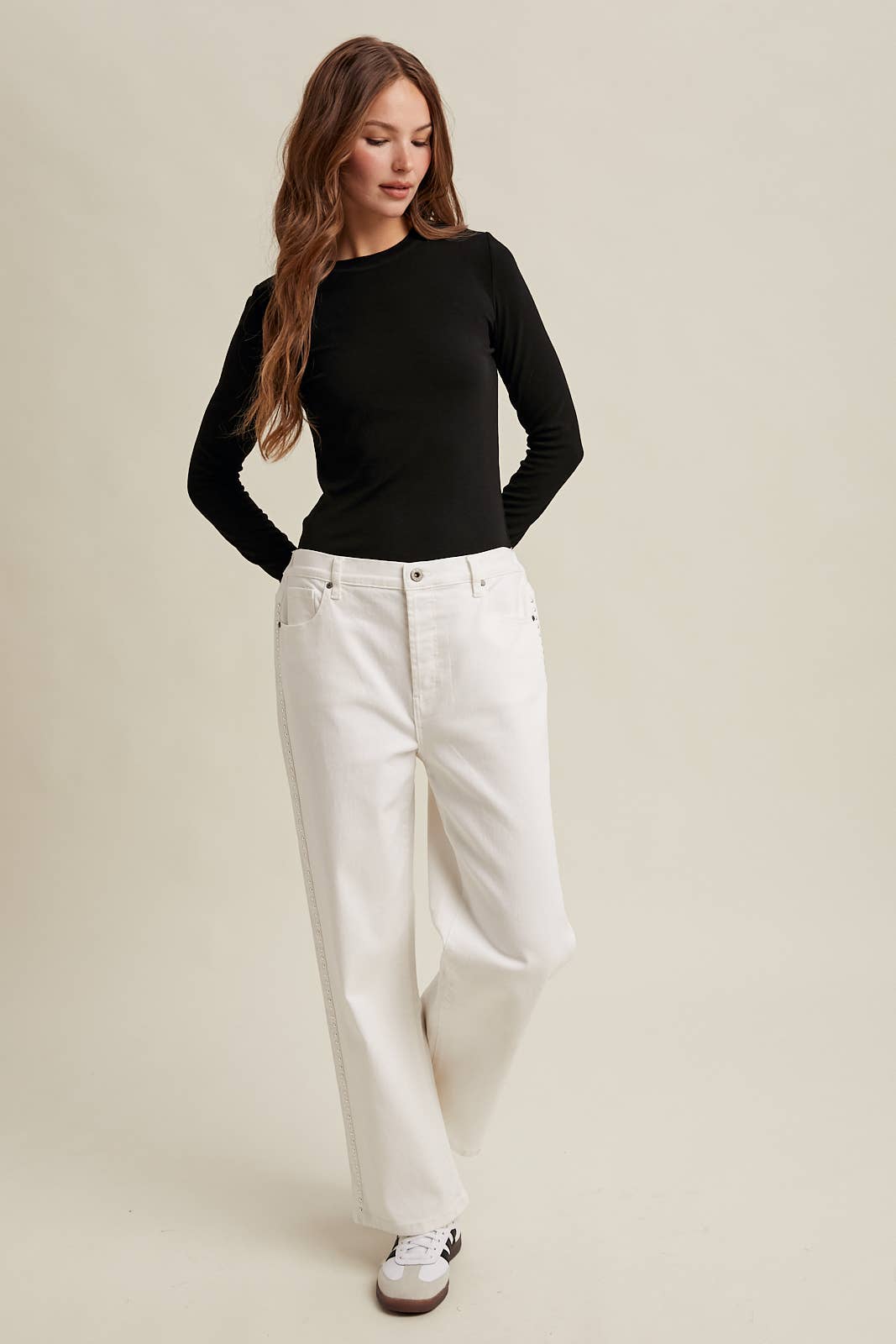 Basic Ribbed Long Sleeve Top in Black