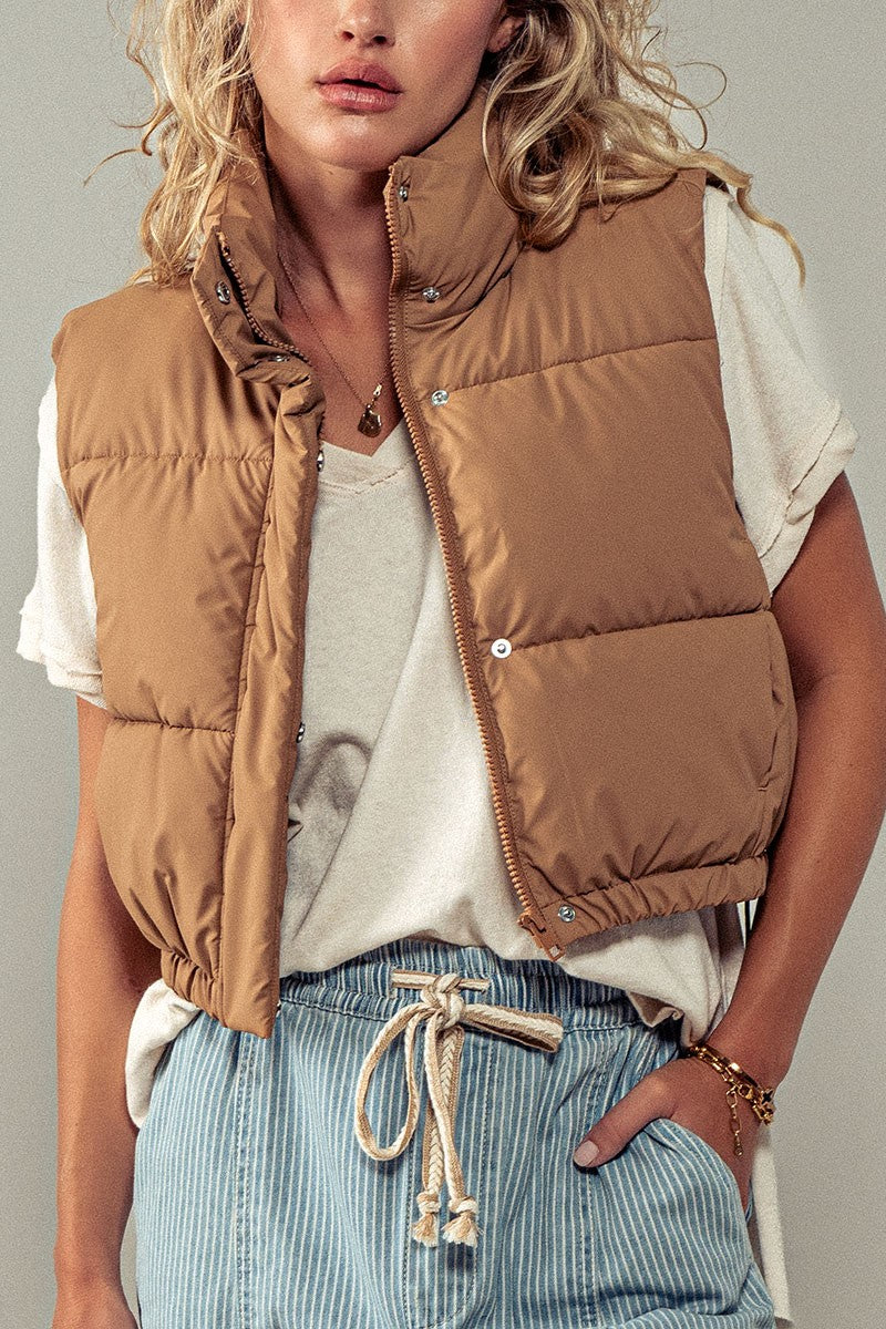 LARGE - Haven Puffer Vest in Camel