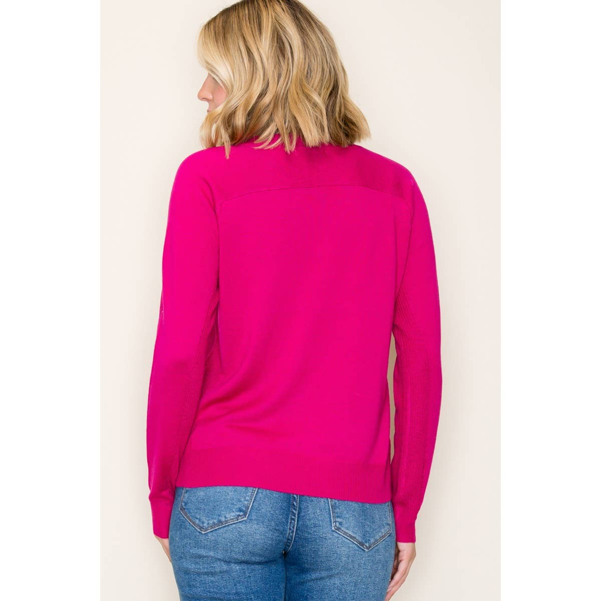 V Neck Sweater in Magenta