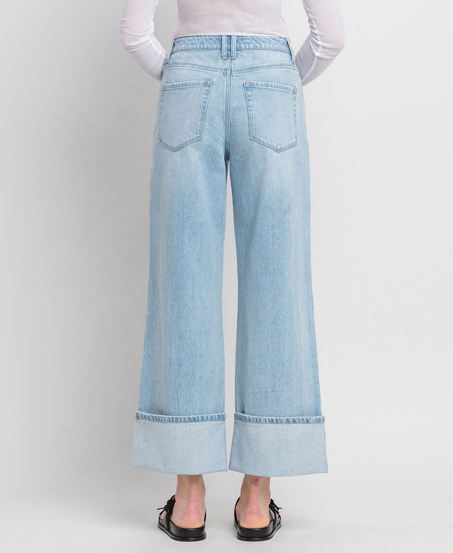 Super High Rise Cuffed Wide Denim