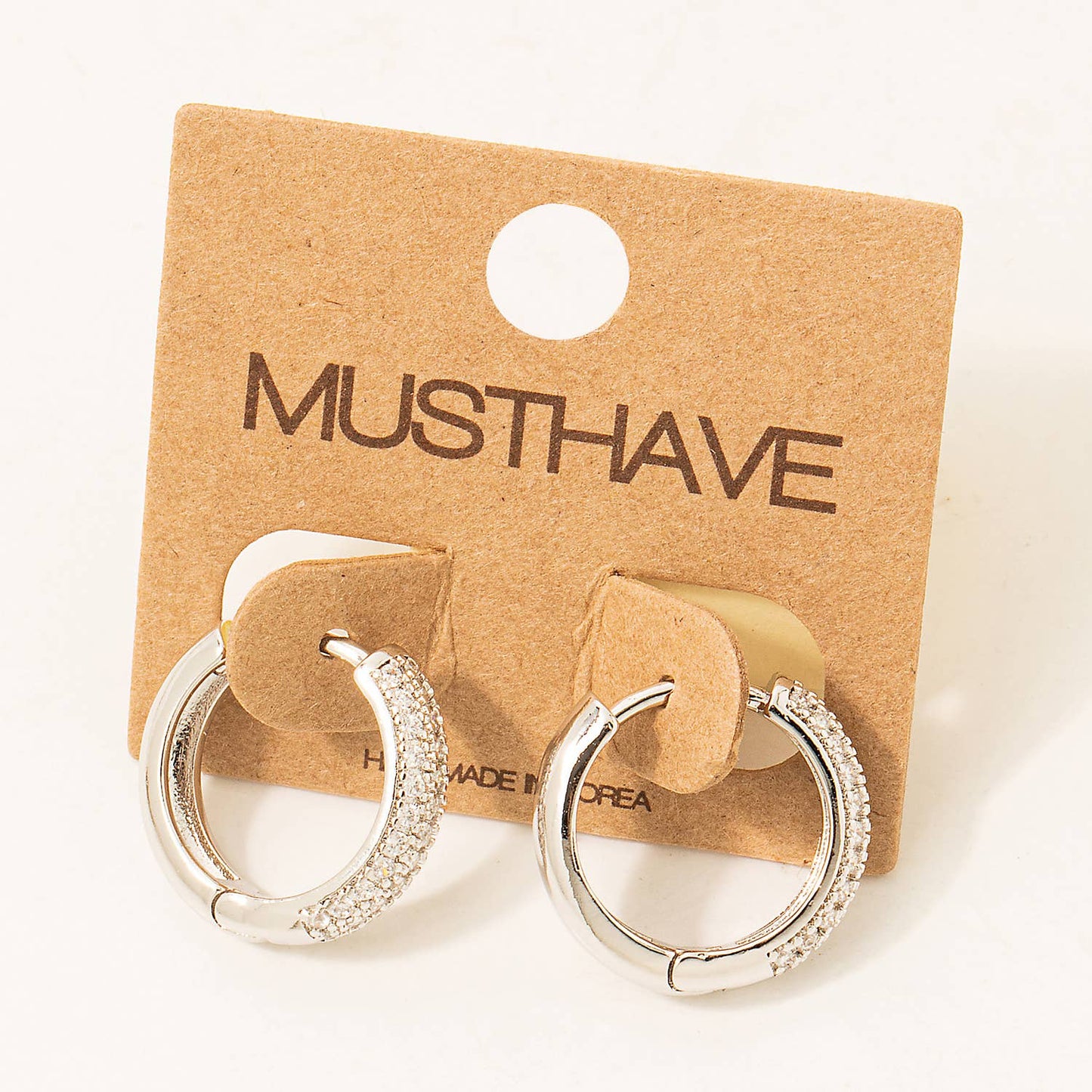 Studded Hoop Earrings in Silver