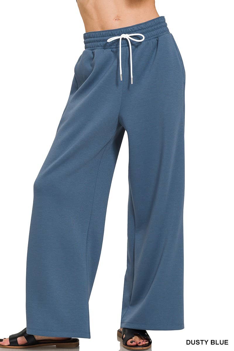 Scuba Drawstring Pants in Dusty Blue