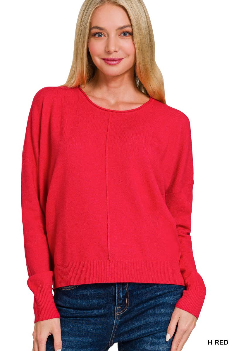 Front Seam Sweater in Red