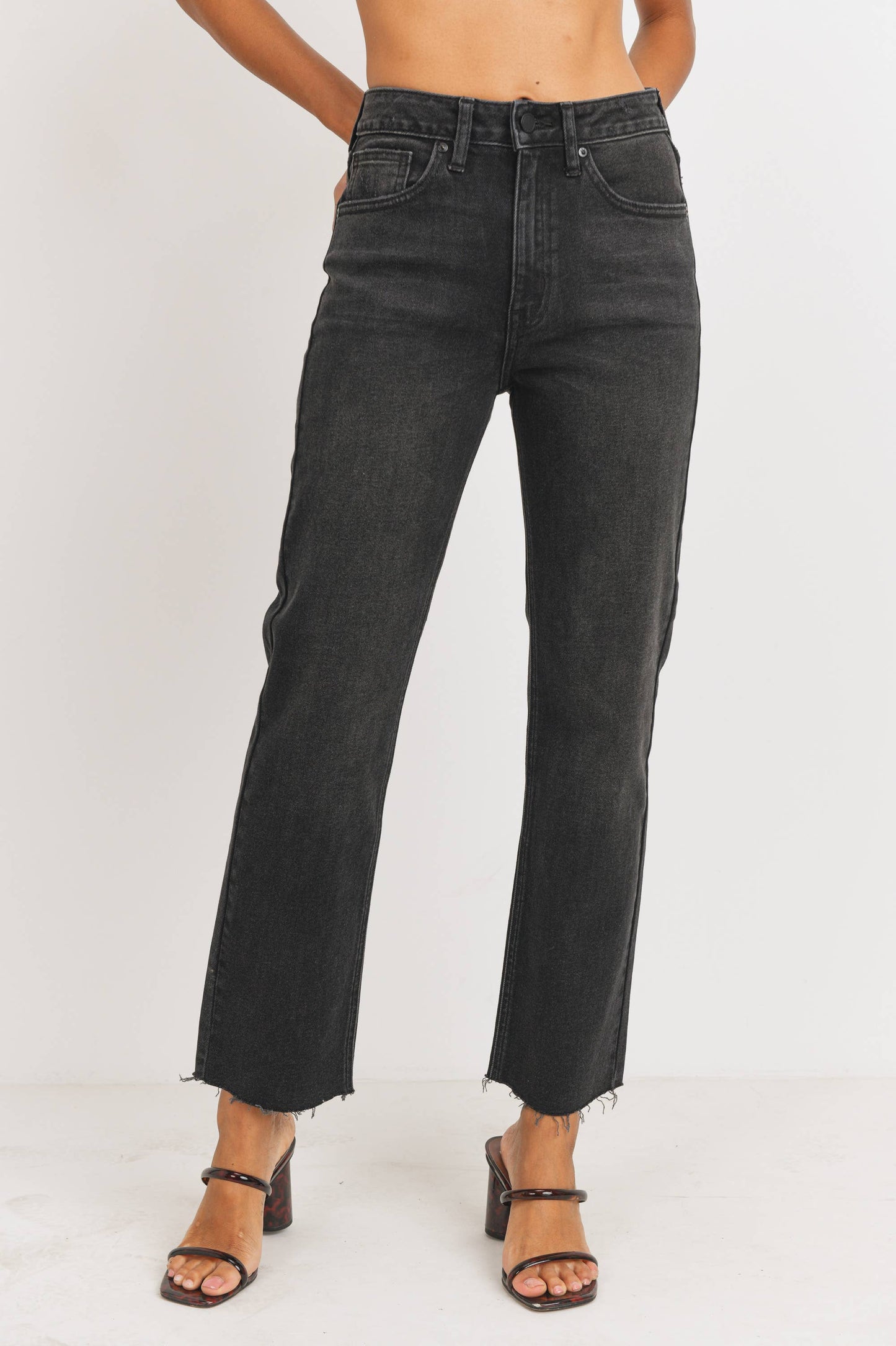 Cropped Straight Denim in Black