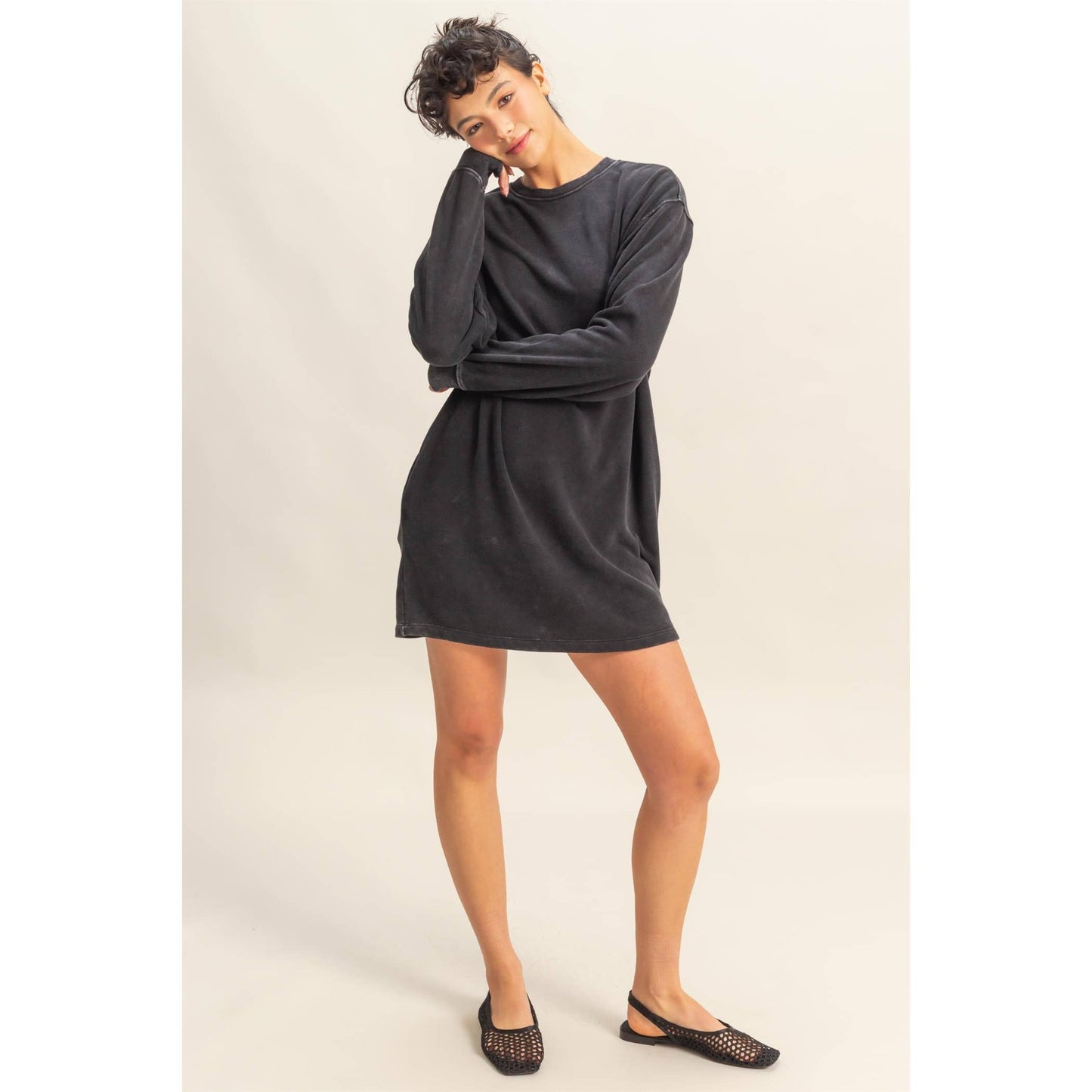 Oversized Sweatshirt Dress in Black