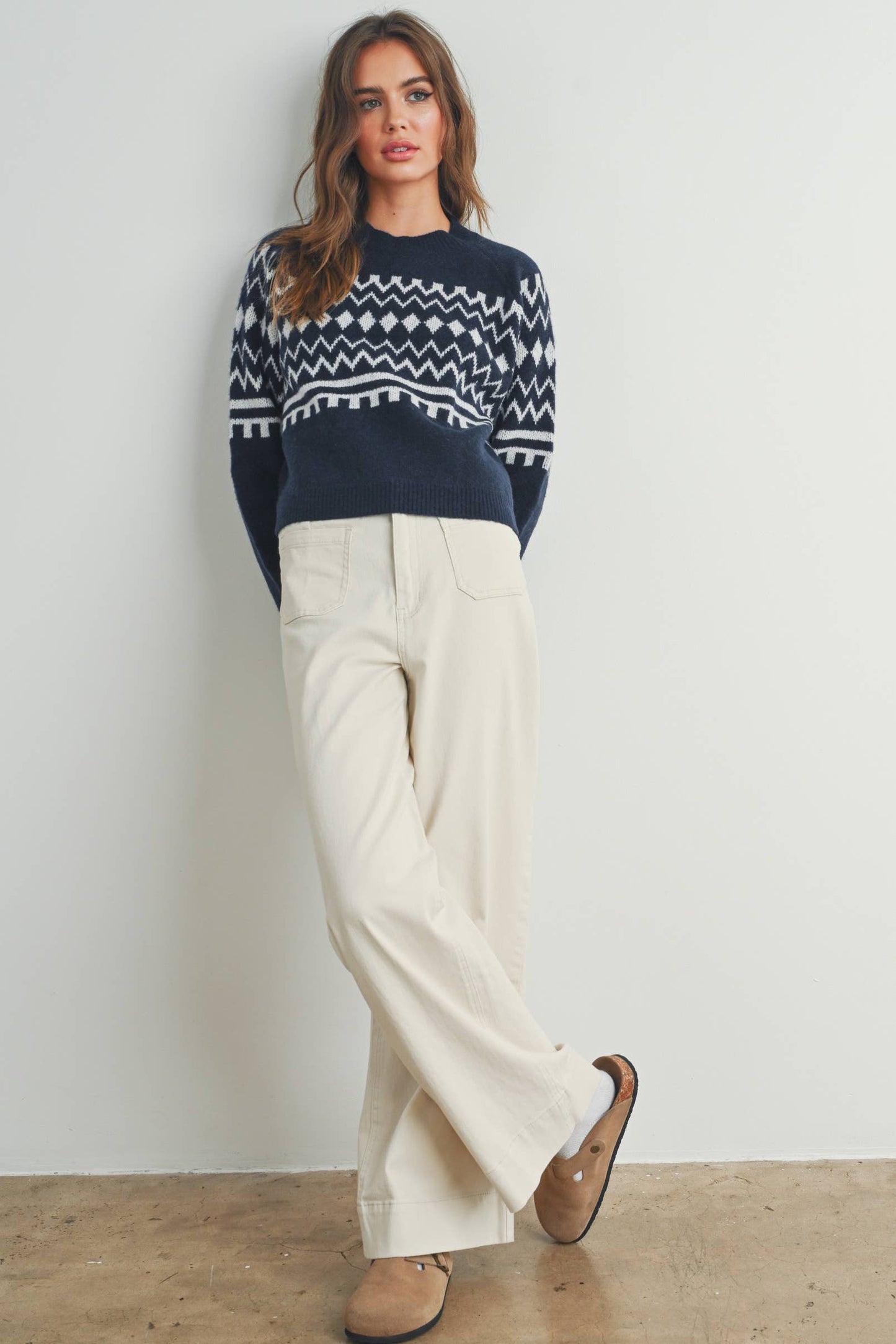 Fall Aztec Sweater in Navy