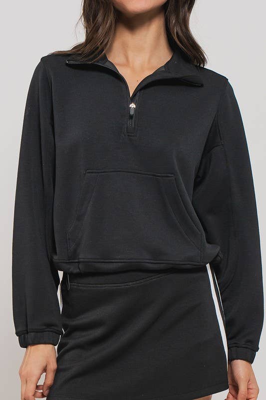 Quarter Zip Pullover in Black