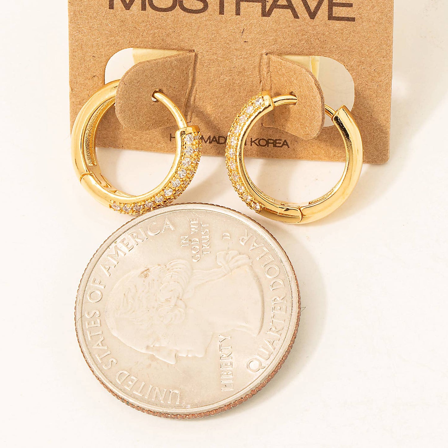 Studded Hoop Earrings in Gold
