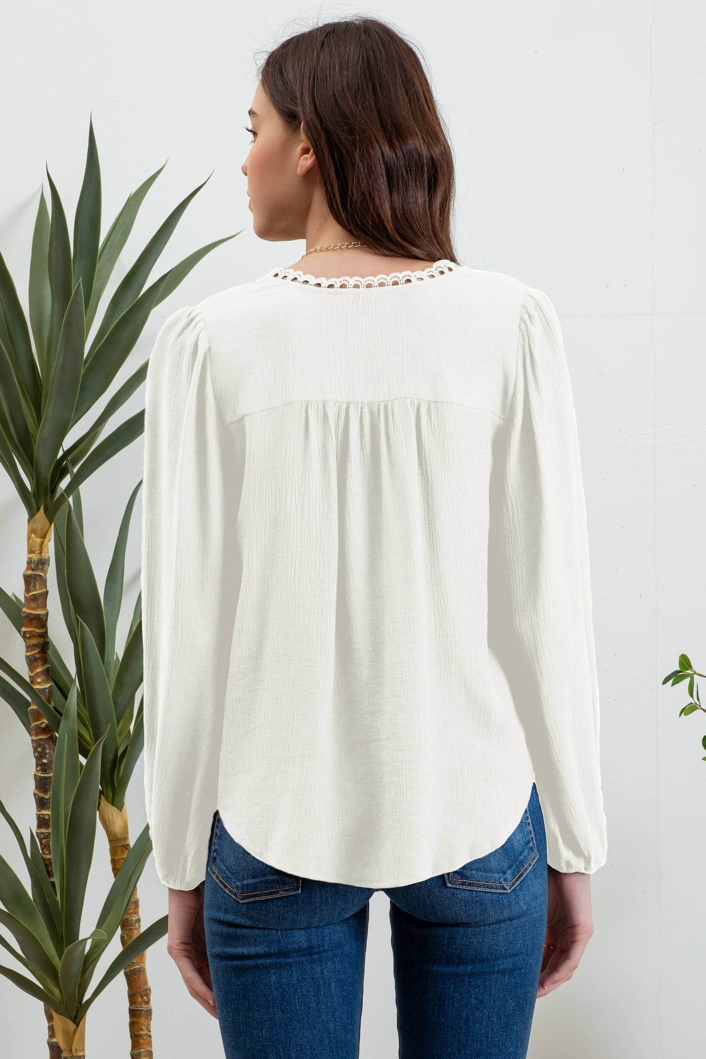Eyelet Lace Long Sleeve in Cream