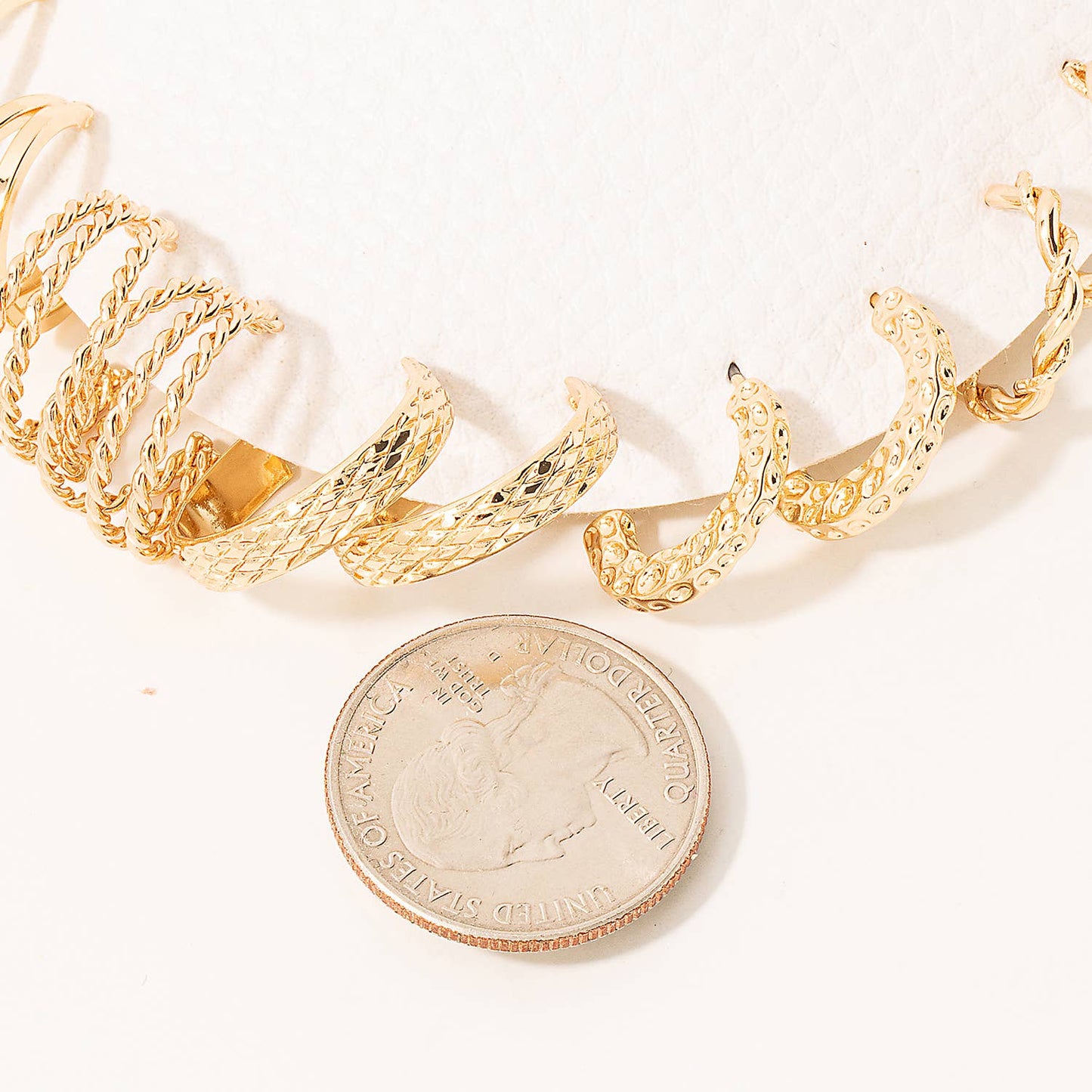 Textured Twist Hoop Earrings in Gold