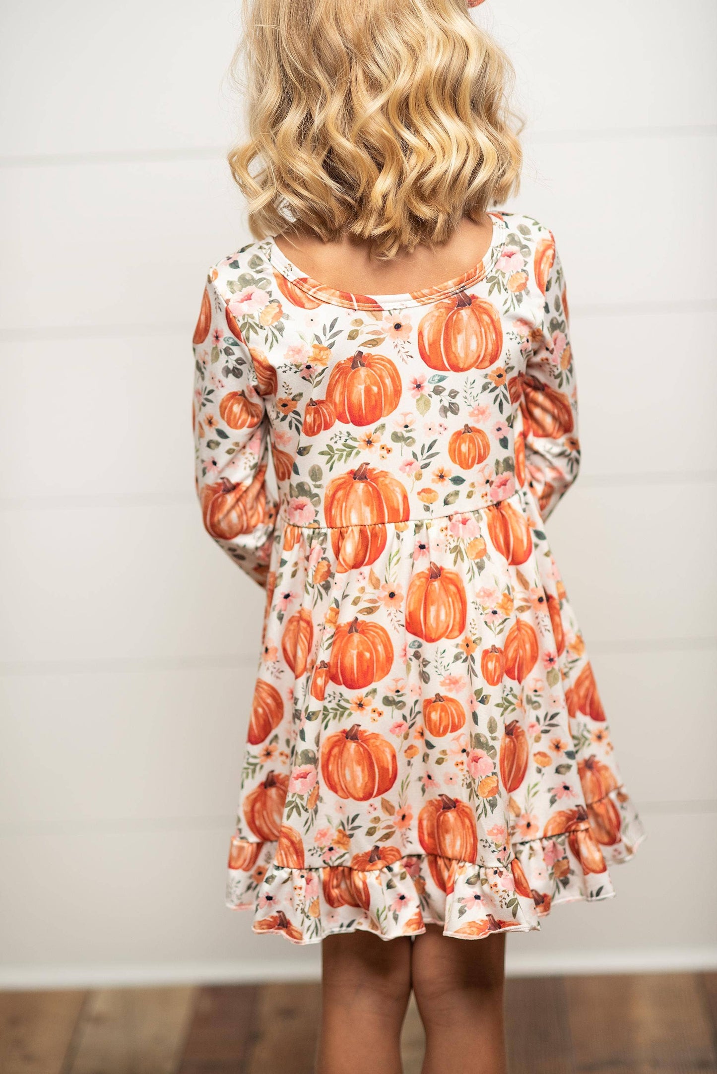 Kids Pumpkin & Floral Twirl Dress
