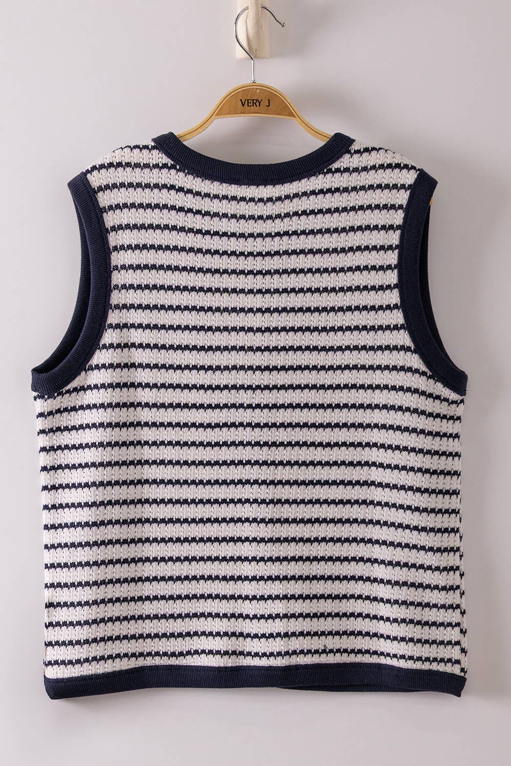 Striped Button Tank in Navy