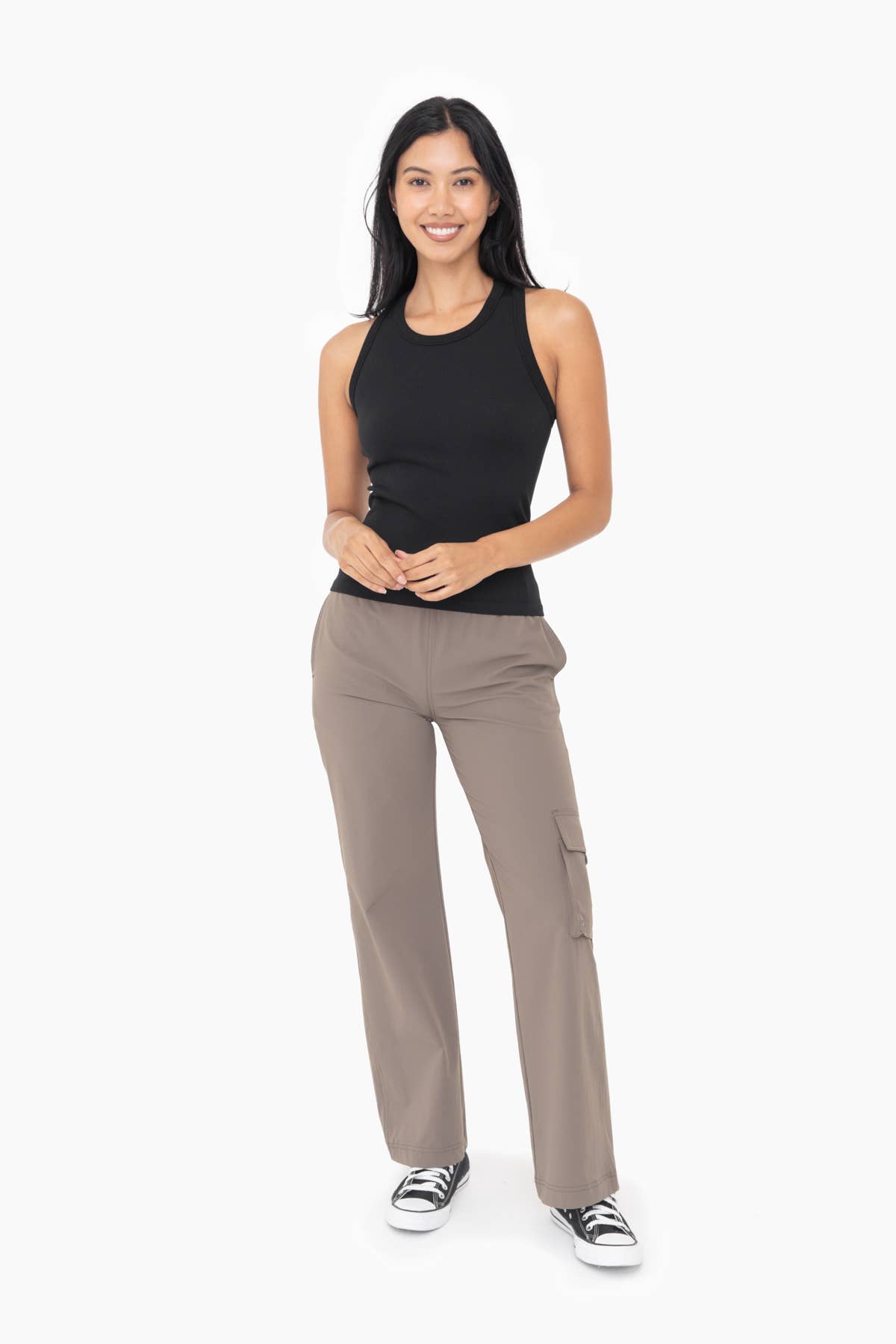 Seamless Ribbed Racerback Tank in Black