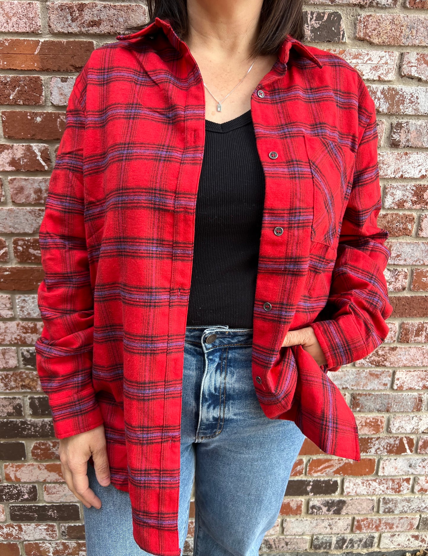 SMALL - Red Plaid Flannel