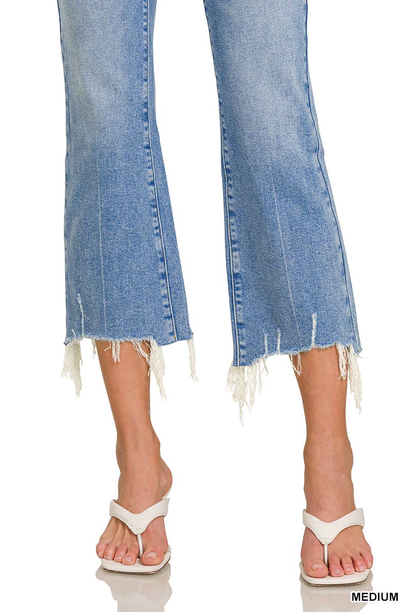 Crop Kick Flare Denim in Medium Wash