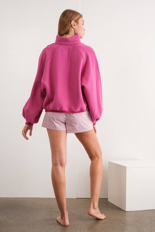 Collared Pullover in Fuchsia