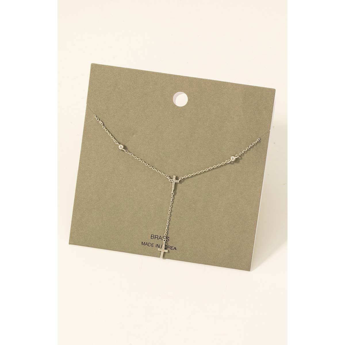 Y Chain Cross Necklace in Silver