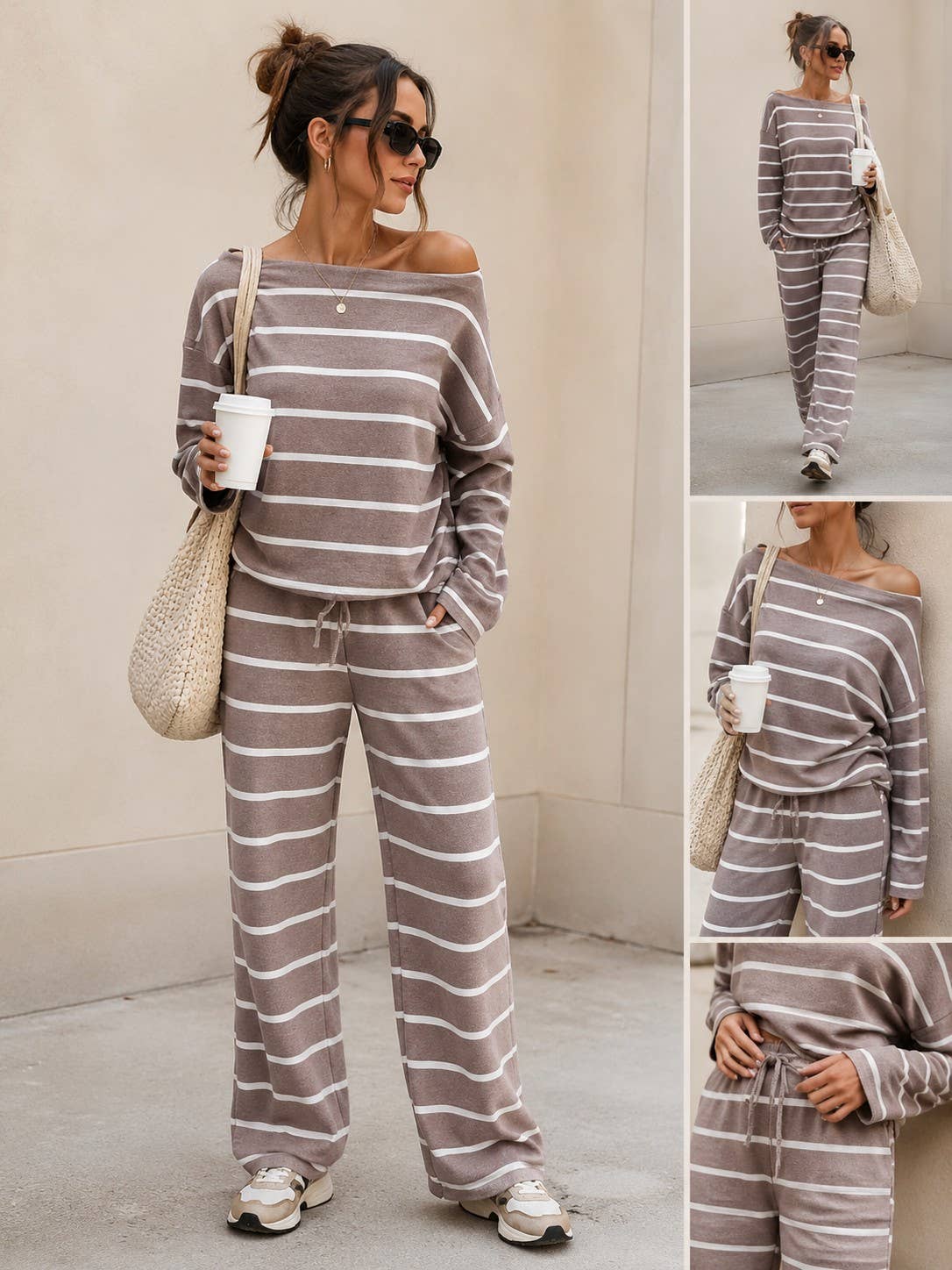 Striped Lounge Set in Mocha