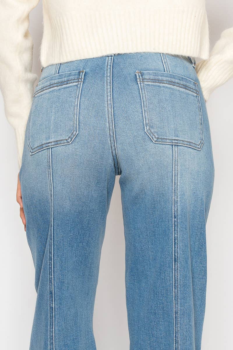 Tummy Control Slim Palazzo Denim