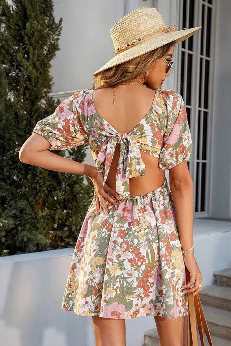 Floral Dress w/ Tie Detail