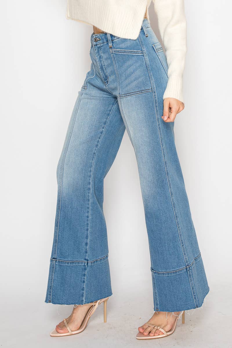 Tummy Control Slim Palazzo Denim