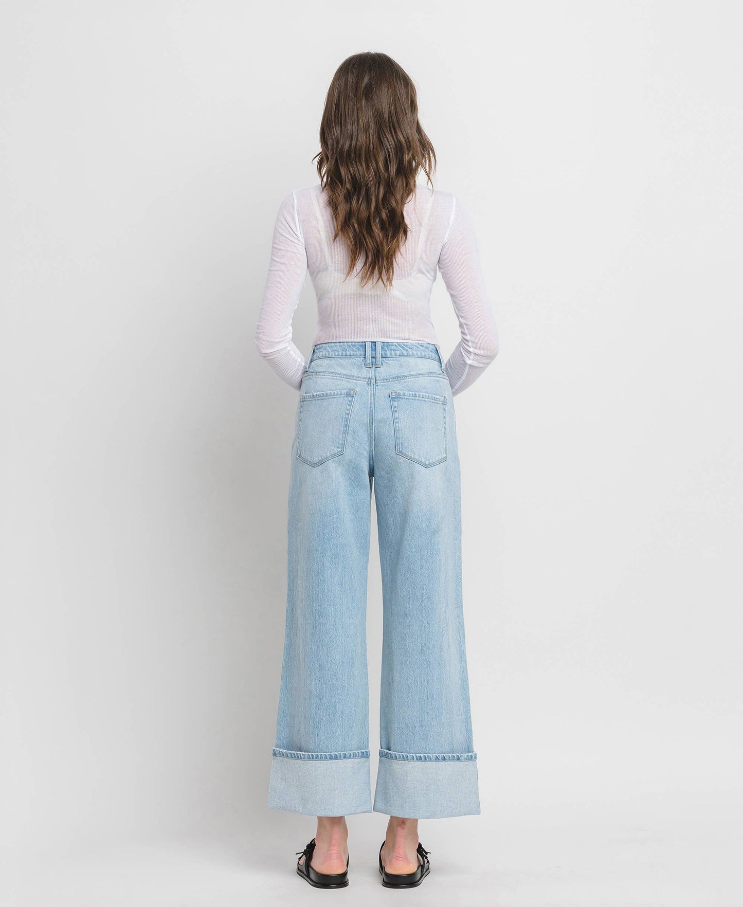 Super High Rise Cuffed Wide Denim