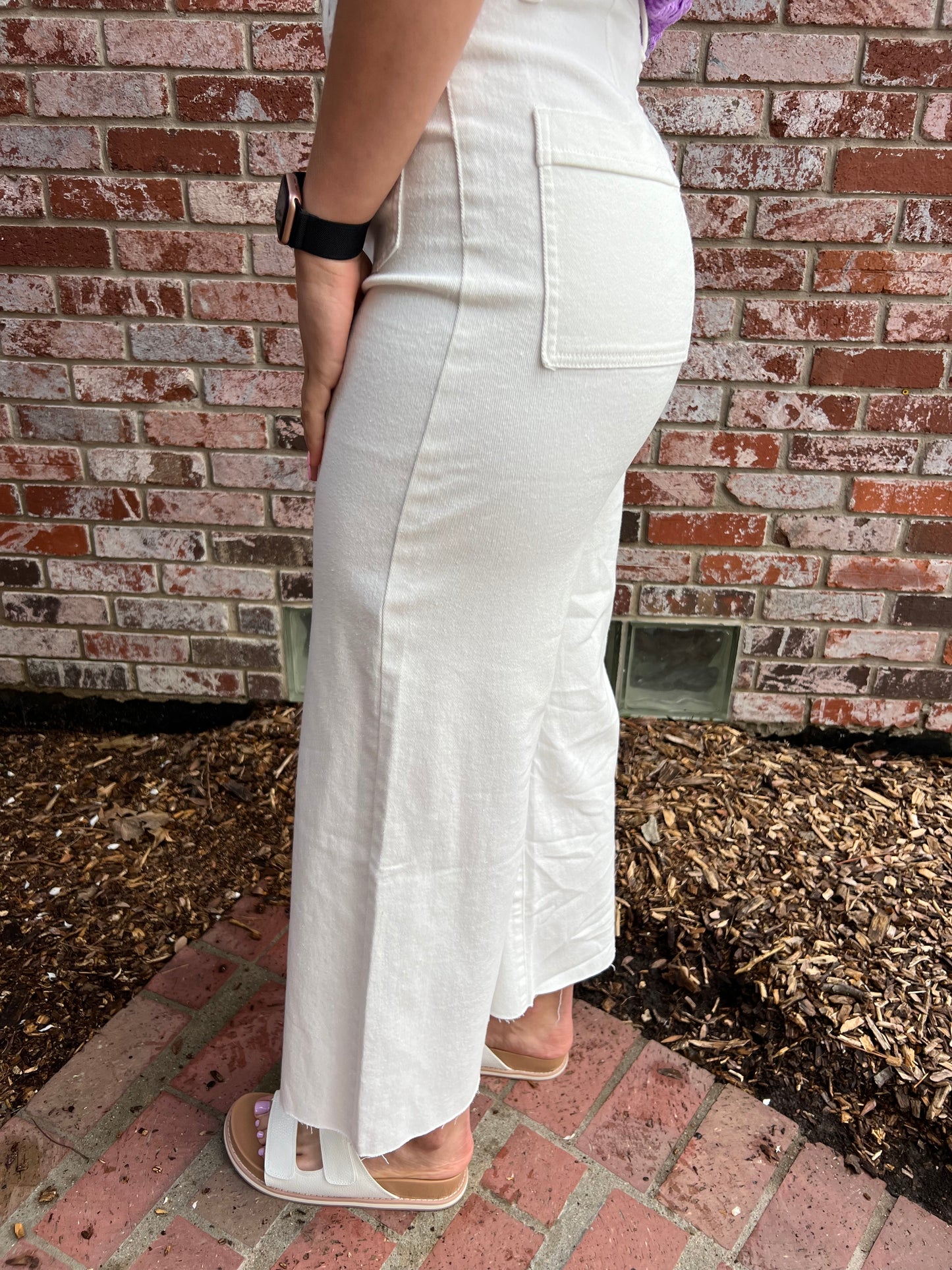 XL - Stretch Wide Leg Denim in White