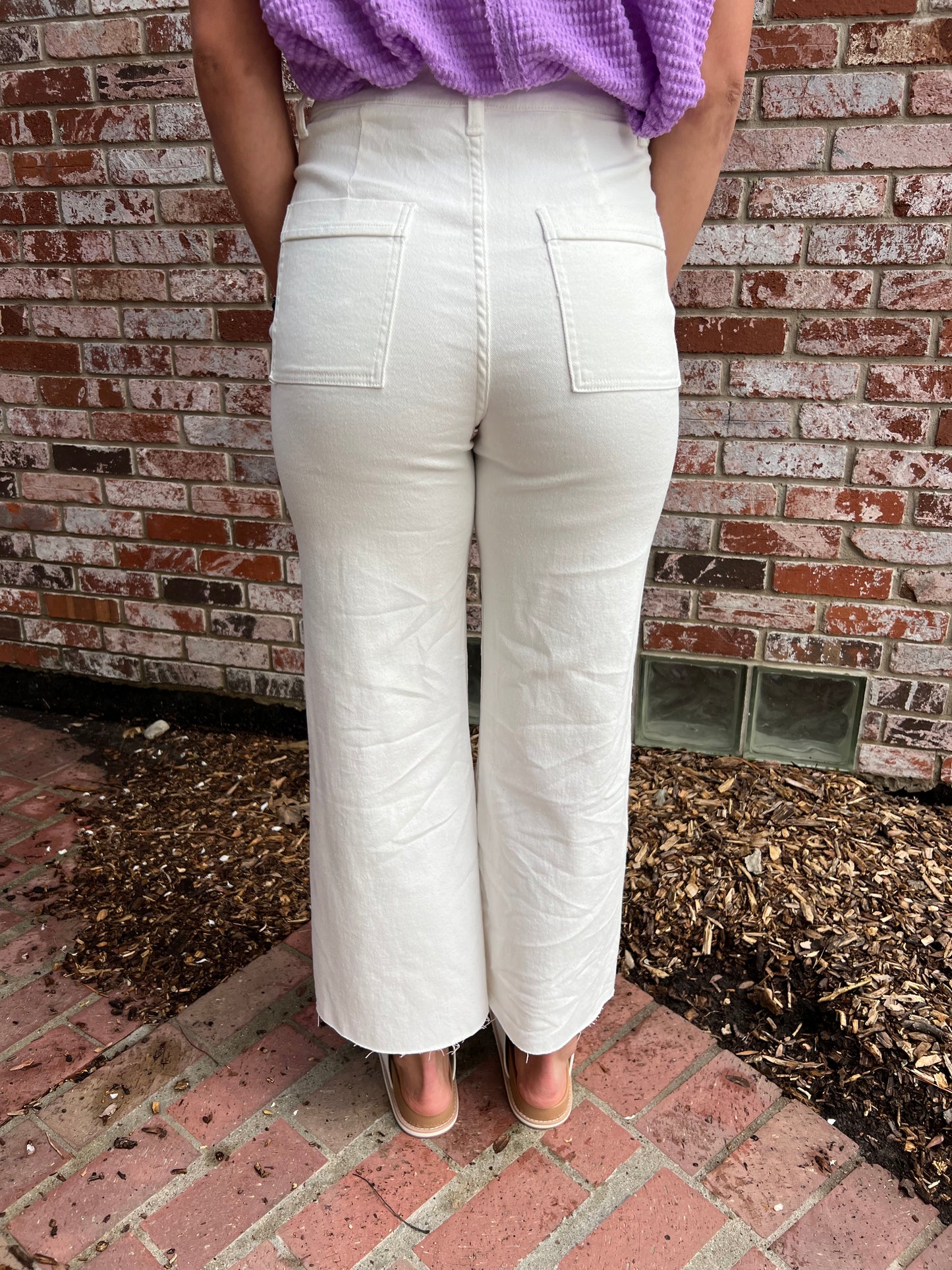 XL - Stretch Wide Leg Denim in White