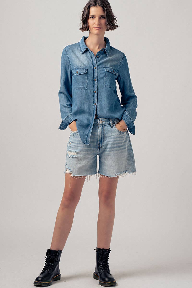 Classic Utility Button Down Chambray Shirt