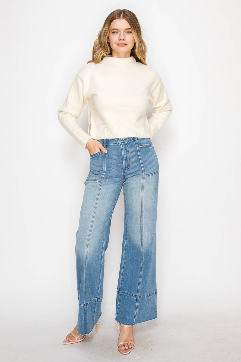 Tummy Control Slim Palazzo Denim