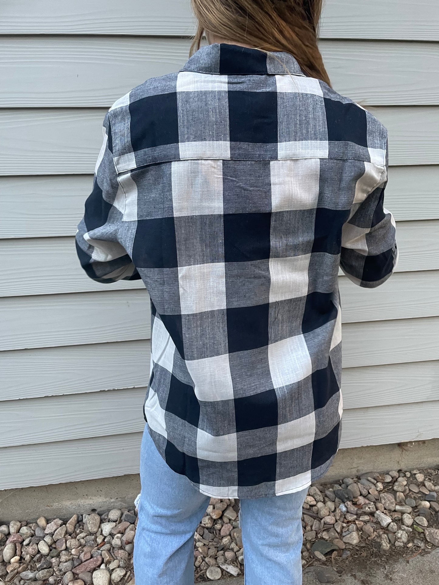 Navy Plaid Button-Up