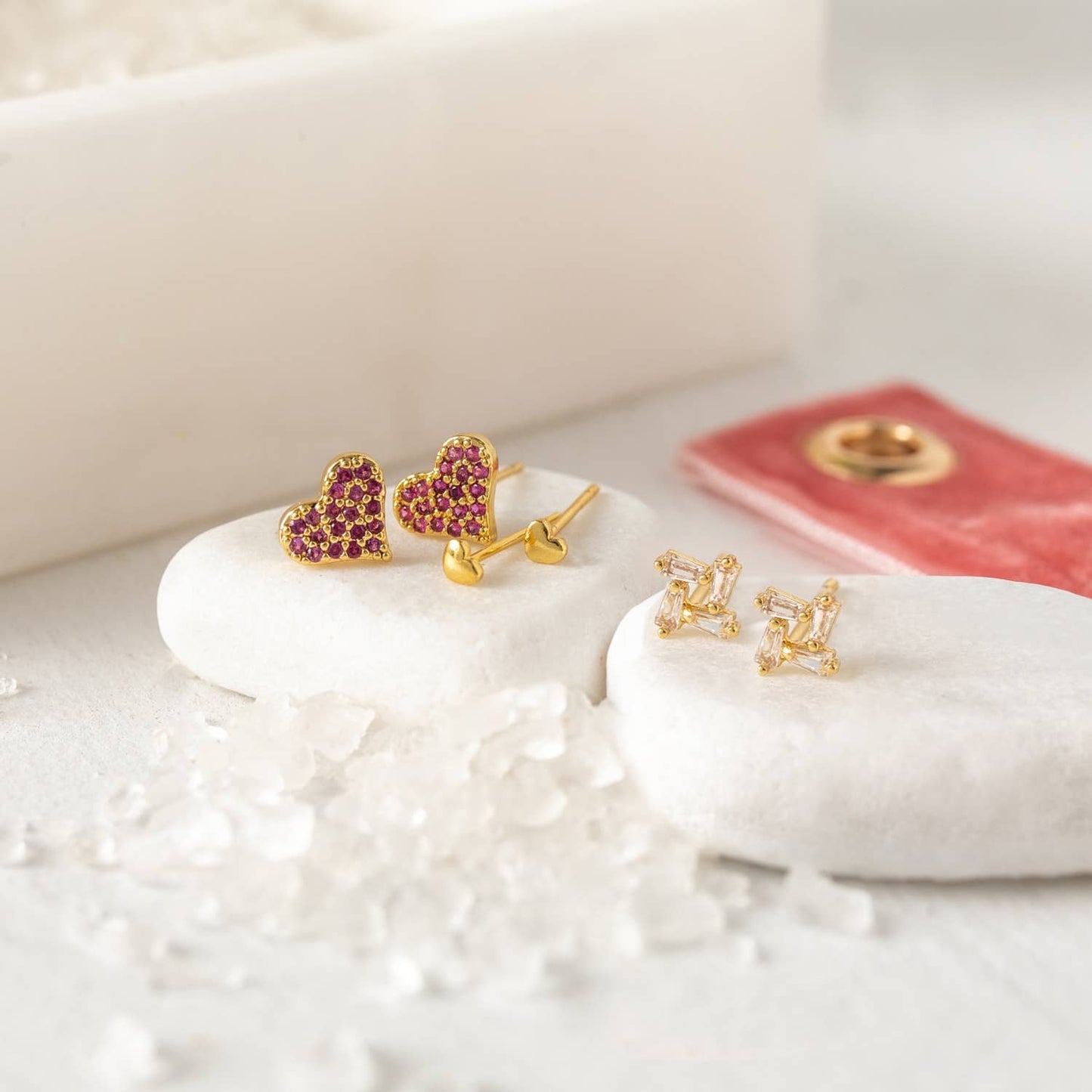Heart Studs in Pink