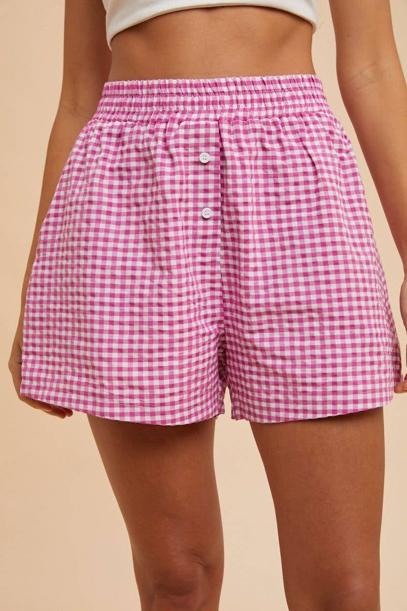 Gingham Boxer Shorts in Pink
